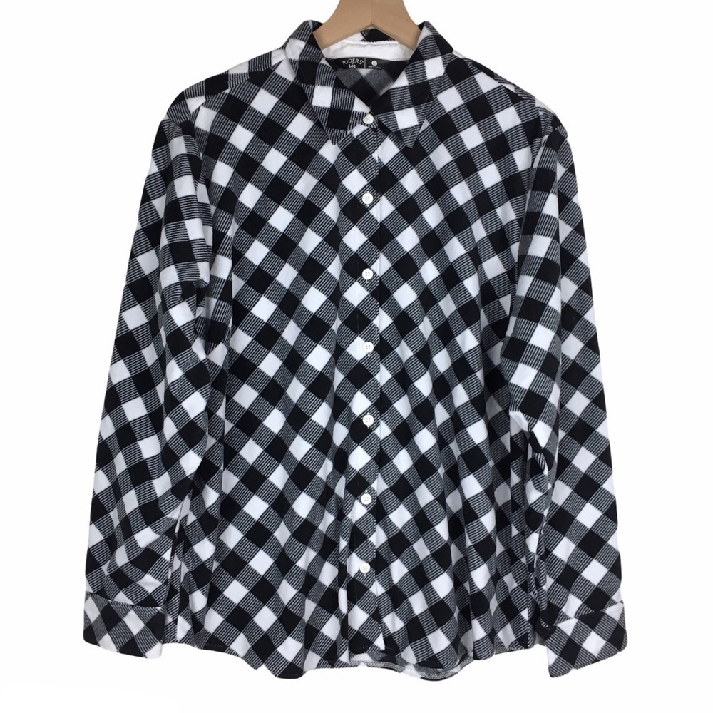 RIDERS by LEE Shacket Shirt Jacket Buffalo Plaid Fleece Cozy Cabincore Size XL
